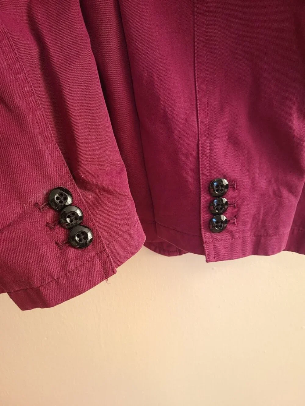 Wallace & Barnes Mens 38S Cotton Linen Chore Blazer Jacket Magenta Utility